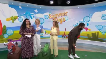 Veronica Beard Komi Pants in Chamomile worn by Laurie Schacht as seen in Today on June 20, 2025