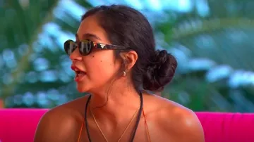 Prada Symbole Sunglasses In Loden Green Lenses worn by Cierra Ortega as seen in Love Island (S07E07)