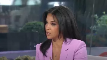 Hugo Boss Relaxed Fit Jacket in Crease Resistant Japanese Crepe worn by Laura Jarrett as seen in Today on June 23, 2025