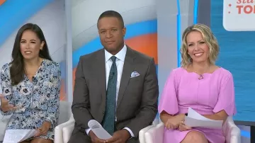 Minivestido de Eliza J Scallop usado por Dylan Dreyer como se ve en Today el 23 de junio de 2025