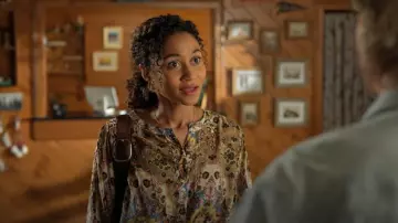 Tribal All Over Print Dolman Sleeve Top worn by Sydney Shandon (Lindura) as seen in Sullivan's Crossing (S03E09)