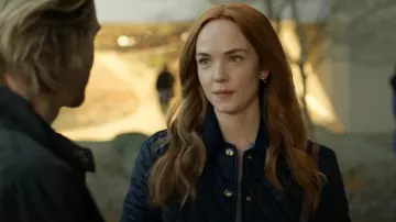 Zara Quilted Denim Bomber worn by Maggie Sullivan (Morgan Kohan) as seen in Sullivan's Crossing (S03E09)