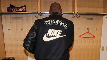 Lebron James Tiffany & Co New York Varsity Jacket worn by LeBron James on the Instagram account @dareme2shoot