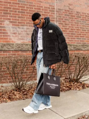 Dolce & Gabbana Black & Antique Gold Crossover DG Belt worn by JuJu Smith-Schuster on the Instagram account @juju