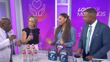 Annalise en Seraphine Chambray Tuck Detail Vestido camisero de maternidad usado por Ally Love como se ve en Today el 26 de junio de 2025