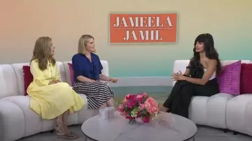 Carolina Herrera Rosette-Detailed Silk Top worn by Jameela Jamil as seen in Today with Jenna & Friends on June 26, 2025