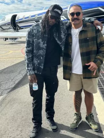 Dior x Peter Doig Grey Camo Denim Jacket worn by Davante Adams on the Instagram account @taeadams