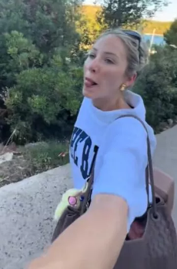 Beis The Large Check In Roller in Camel worn by Alix Earle on her Tiktok on June 29, 2025