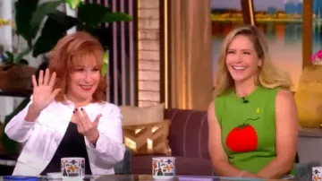 L'Agence Yari Denim Collarless Jacket worn by Joy Behar as seen in The View on  June 27, 2025