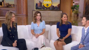 Bcbgmaxazria Hannah Color Block Dress worn by Ginger Zee as seen in Good Morning America on June 26, 2025