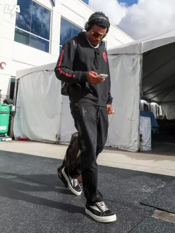 Chrome Hearts Black & Red Website Horseshoe Hoodie worn by Derwin James Jr. on the Instagram account @chargers