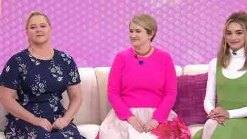 Carolina Herrera Floral-Print Denim Belted Midi Dress worn by Amy Schumer as seen in Today with Jenna & Friends on  June 30, 2025