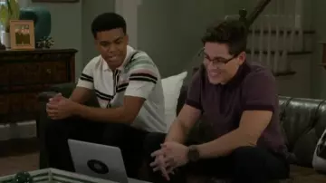 Express Textured Tipped Cotton Short Sleeve Sweater Polo worn by Bradley 'Smitty' Smith (Mike C. Manning) as seen in Beyond the Gates (S01E77)