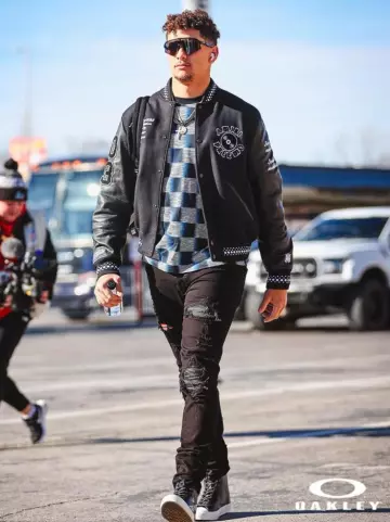 Louis Vuitton Navy Blue & Grey Damier Rush T Shirt worn by Patrick Mahomes II on the Instagram account @chiefs