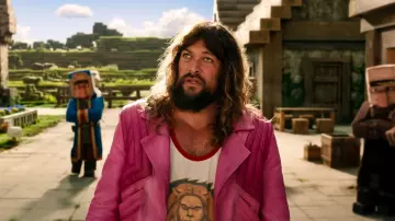 Fringe Leather Jacket of Garrett (Jason Momoa) in A Minecraft Movie