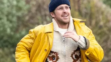Veste en cuir jaune Project Hail Mary Ryan Gosling portée par Ryland Grace (Ryan Gosling) dans Project Hail Mary