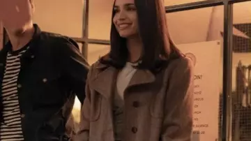 My Oxford Year Sofia Carson Grey Wool Coat worn by Anna (Sofia Carson) in My Oxford Year