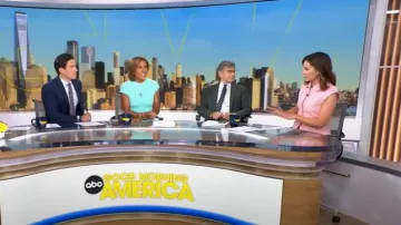 Veste en tweed sans manches Maje portée par Rebecca Jarvis vue dans Good Morning America le 2 juillet 2025
