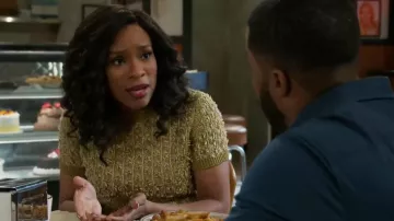 Lafayette 148 New York Softspun Silk-Organic Cotton Textured Stitch Sweater worn by Naomi Hamilton Hawthorne (Arielle Prepetit) as seen in Beyond the Gates (S01E83)