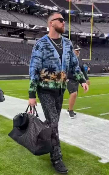 Who Decides War Black Embroidered 'Duality' Jeans worn by Travis Kelce on the Instagram account @chiefs