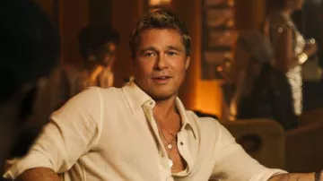 Ivory cashmere shirt of Sonny Hayes (Brad Pitt) in F1 The Movie