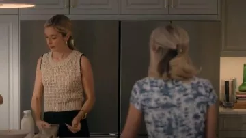Brunello Cucinelli Beige Openwork Vest with Sequins worn by Penny Sinclair (Caitlin Fitzgerald) as seen in We Were Liars (S01E04)