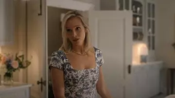 Staud Short Sleeve Wells Dress Blue Toile worn by Bess Sinclair (Candice King) as seen in We Were Liars (S01E04)