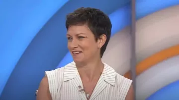 Vestido camisero de mezcla de lino a rayas Helena Rag & Bone usado por Stephanie Gosk como se ve en Today el 3 de julio de 2025