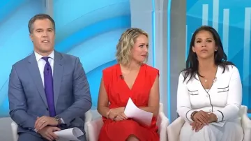 Simkhai Heloisa Piped Rib-Knit Midi-Dress worn by Laura Jarrett as seen in Today on July 3, 2025