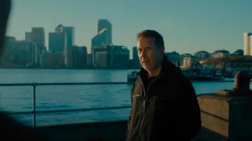 John Varvatos Star USA Hooded Zip-Front Knit Jacket of Kevin Harrigan (Paddy Considine) as seen in MobLand (S01E03)