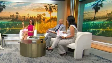 Ann Taylor The Jayne Trouser Pant in Plaid worn by Nancy Chen as seen in CBS Mornings on July 3, 2025