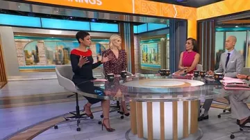 Vestido de Ralph Lauren Patney usado por Jericka Duncan visto en CBS Mornings el 3 de julio de 2025