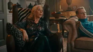 AllSaints Charli Snakeskin Print Button-Up Shirt AllSaints worn by Maeve Harrigan (Helen Mirren) as seen in MobLand (S01E06)