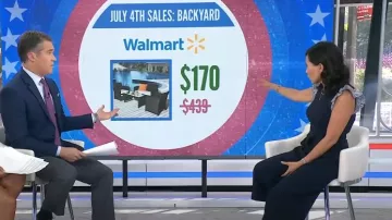 Eliza J Contrast Ruffle Cap Sleeve Wide Leg Crop Jumpsuit worn by Vicky Nguyen as seen in Today on July 4, 2025