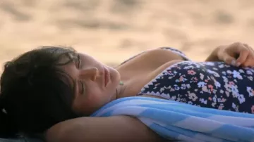 Cupshe One Piece Swimsuit Deep V Neck Back Crisscross Lace Up worn by Cadence Sinclair (Emily Alyn Lind) as seen in We Were Liars (S01E07)