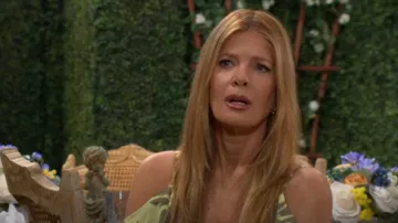 Mango Metallic-Flower Hanging Earrings worn by Phyllis Summers (Michelle Stafford) as seen in The Young and the Restless on July 3, 2025