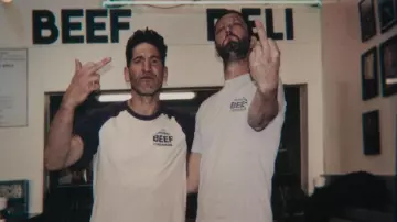 The Original Beef Of Chicagoland Raglan Shirt worn by Michael Berzatto (Jon Bernthal) in The Bear (S04E09)