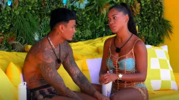 Fashion Nova Kahlani Beaded Crochet Cover Up Dress worn by Amaya Espinal as seen in Love Island (S07E26)