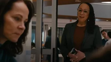 Max Mara Monia Tie Front Herringbone Jersey Blazer worn by Sharon Goodwin (S. Epatha Merkerson) as seen in Chicago Med (S10E16)