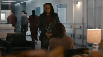 Max Mara Angora Herringbone Jersey Wide Leg Pants worn by Sharon Goodwin (S. Epatha Merkerson) as seen in Chicago Med (S10E16)