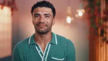 Abercrombie and Fitch Crochet Polo Shirt Mens L Tall Green Contrast Trim worn by Jonathon Johnson as seen in Bachelor in Paradise (S10E01)