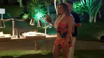 Pretty Little Thing Black/Orange Floral One Shoulder Top worn by Brittany Cartwright as seen in The Valley (S02E13)