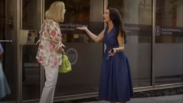 Oscar de la Renta Belted Wrap Effect Denim Midi Dress worn by Charlotte York (Kristin Davis) as seen in And Just Like That… (S03E06)
