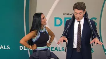 Milly Woven Trim Flare Dress worn by Elizabeth Werner as seen in CBS Mornings on  July 9, 2025