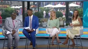 Sandale Veronica Beard Asha en écru portée par Jill Martin comme on le voit dans Today le 10 juillet 2025