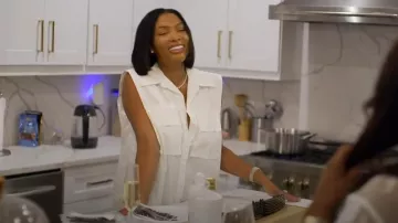 Gilet à poches plaquées Zara porté par Brit Eady comme on le voit dans The Real Housewives of Atlanta (S16E17)