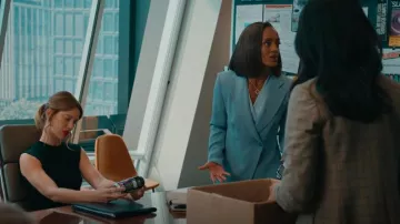 Emporio Armani Icon Frisottino Single-Breasted Jacket With Jacquard Micro-Check Motif worn by Olympia Lawrence (Skye P. Marshall) as seen in Matlock (S01E15)