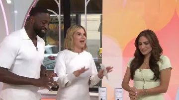 Amanda Uprichard Top Antonia de manga corta en menta usado por Ami Desai como se ve en Today with Jenna & Friends el 11 de julio de 2025