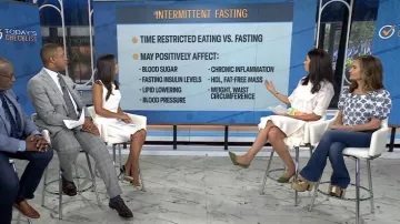 Alice + Olivia Harmony Skirt in Dream Life Sharp Green worn by Natalie Azar as seen in Today on July 14, 2025