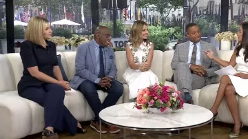 Jimmy Choo Leather Shar Slingback Pumps worn by Jenna Bush Hager as seen in Today on July 14, 2025